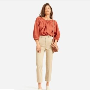 Everlane Khaki Lightweight Straight Leg Crop Pants